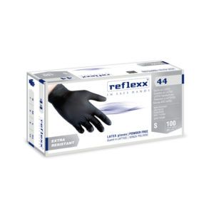Rękawiczki lateksowe czarne bez pudrowe Reflexx 44